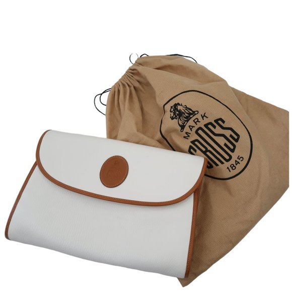 MARK CROSS White leather clutch shoulder bag